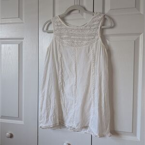 Vintage Garnet Hill White Crochet Cotton Swim Cover Up 8 Summer Boho Beachy